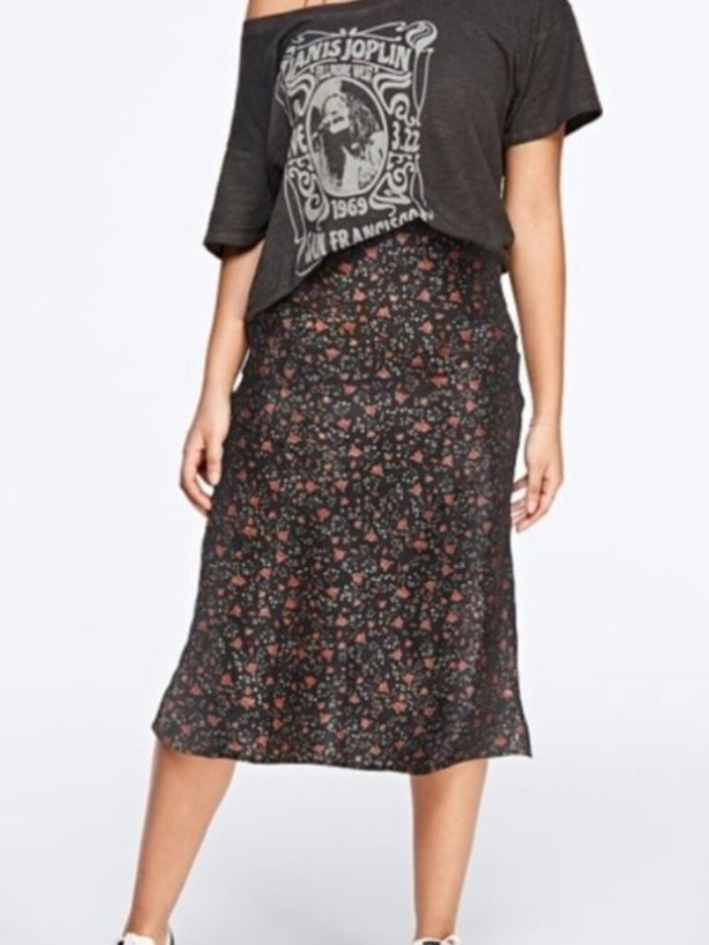 VICTORIA'S SECRET x KNIT RIOT Slip Skirt Satin Floral Black Red Size M